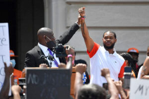 Kenneth Walker during a rally on the steps of the Kentucky State Capitol