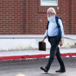 Latah County Prosecutor Bill Thompson leaves the Latah County Courthouse, Wednesday