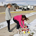 Scene outside near a home where eight members of a family were killed in Enoch, Utah