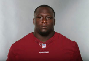 Jerrell Powe, of the Washington Redskins, poses for a photo in June 2016