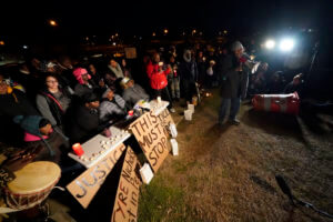 Rev. Andre E Johnson preaches at a candlelight vigil for Tyre Nichols