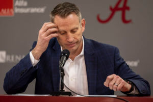 Alabama basketball head coach Nate Oats takes questions at his press conference, Monday, Jan. 16,