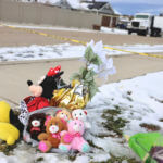 Scene outside near a home where eight members of a family were killed in Enoch, Utah