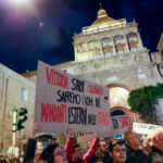 a demonstration outside the para-military police Carabinieri headquarters in Palermo