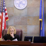 Clark County District Judge Michelle Leavitt listens in court in Las Vegas on Wednesday, Jan. 25, 2023