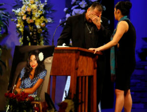 Reynaldo Gonzalez cries while remembering his daughter Nohemi Gonzalez at her funeral