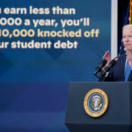 President Joe Biden speaks about the student debt relief portal beta test in the South Court Auditorium