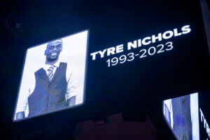 The screen at the Smoothie King Center honors Tyre Nichols