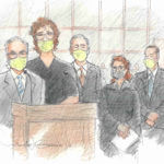Patrick Crusius, second from left, appears in federal court