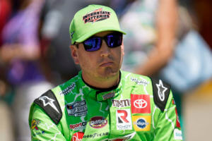 Kyle Busch watches during NASCAR Cup Series auto race qualifying at the Michigan International Speedway in Brooklyn, Mich., on Aug. 6, 2022