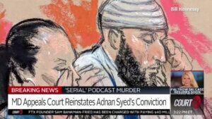 artists sketch of Adnan Syed in court