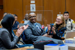 Maurice Hastings appears at a court in Los Angeles where a judge officially found him to be factually innocent