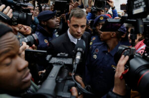 Oscar Pistorius leaves the High Court in Pretoria