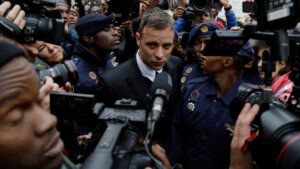 Oscar Pistorius leaves the High Court in Pretoria