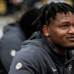 Georgia defensive lineman Jalen Carter speaks during media day ahead of the national championship NCAA College Football Playoff game between Georgia and TCU