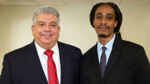 Eric Gonzalez and Sheldon Thomas after exoneration