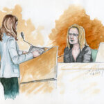 Sketch of Melanie Gibb testifying in Lori Vallow Daybell's trial