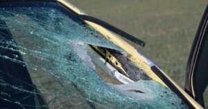 photo showing hole in windshield