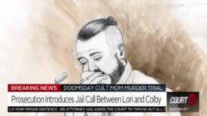 Courtroom sketch of Colby Ryan testifying