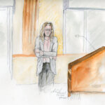 Courtroom sketch depicts a visibly shaken Lori Vallow Daybell.