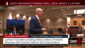 Prosecutor Charles Wettstein delivers closing arguments in NJ v. Latham.