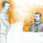 courtroom sketch shows Lt. Jared Wilmore