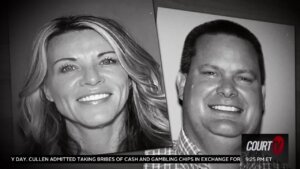 black and white photos of Lori Vallow Daybell (left) and Chad Daybell (right)