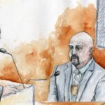 Courtroom sketch of Ray Detective Ray Hermosillo.