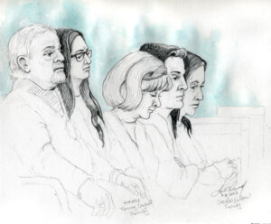 Sketch shows family of Charles Vallow and Tammy Daybell in court