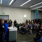 San Francisco Mayor London Breed gives a press conference to media