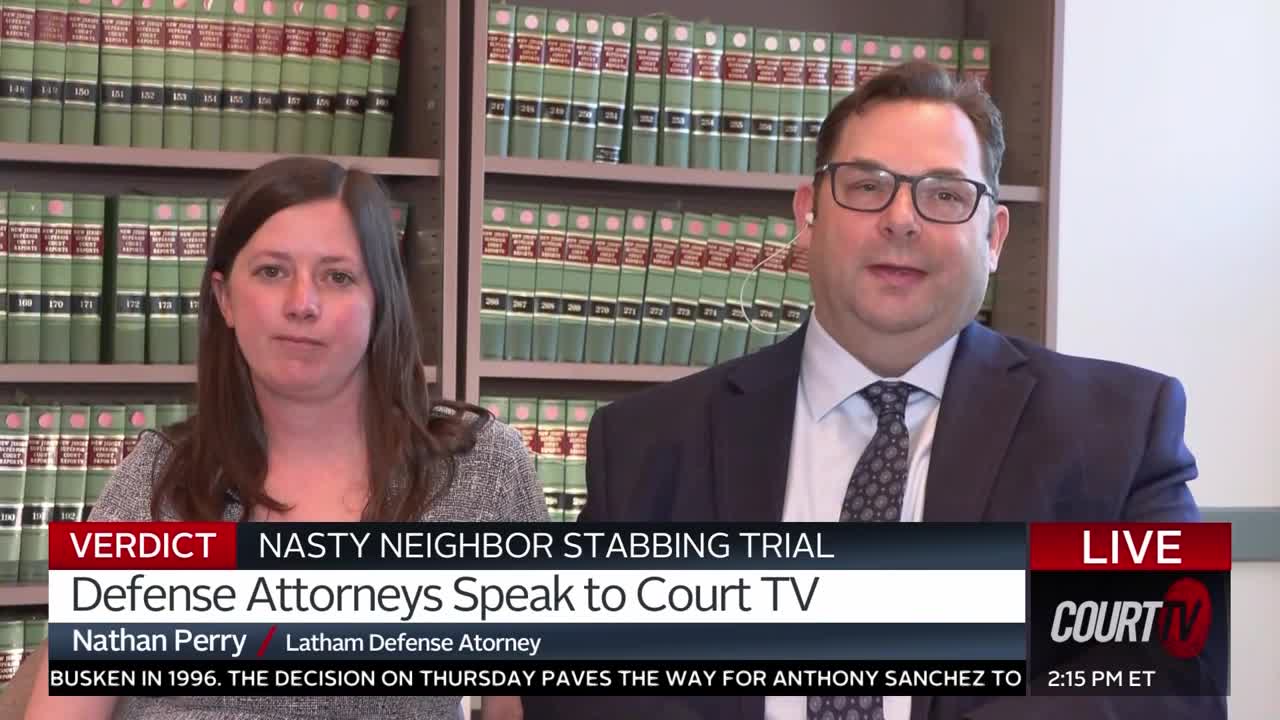 Christine Long (left) and Nathan Perry (right) speak to Court TV