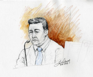 courtroom sketch depicts Brandon Boudreaux