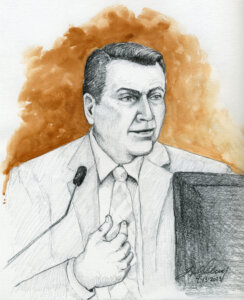 courtroom sketch shows Detective Nathan Duncan