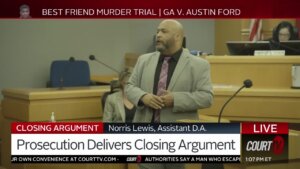 Prosecutor Norris Lewis delivers the state closing argument in the Best Friend Murder Trial.