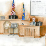 Courtroom sketch of David Stubbs testifying