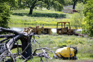 The property where seven bodies were found on Monday is shown near Henryetta