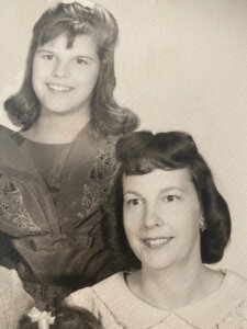 black and white photo of sylvia and donna atherton