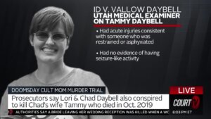 black and white graphic showing photo of tammy daybell