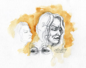 Sketch of Lori Vallow Daybell in court