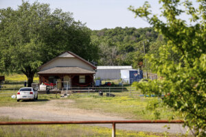 The property where seven bodies were found on Monday is shown near Henryetta