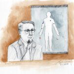 Sketch of Erik Christensen testifying