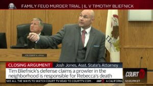 Josh Jones delivers the state closing argument in the Family Feud Murder Trial