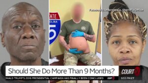 Woman who was wearing a fake pregnant belly to hide cocaine.