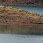Police work on the banks of the Arade dam