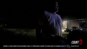 Alex Murdaugh is seen on bodycam footage wearing a tshirt at night.