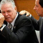 Former Marjory Stoneman Douglas High School School Resource Officer Scot Peterson reacts as he is found not guilty.