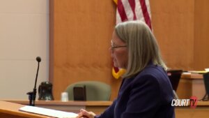 Defense Caroline Smith delivers the defense's closing argument in the weapons trial of Adam Montgomery