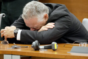 Former Marjory Stoneman Douglas High School School Resource Officer Scot Peterson reacts as he is found not guilty.