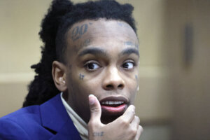 Jamell Demons, aka YNW Melly, sits in court.