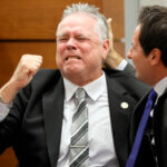 Former Marjory Stoneman Douglas High School School Resource Officer Scot Peterson reacts as he is found not guilty.